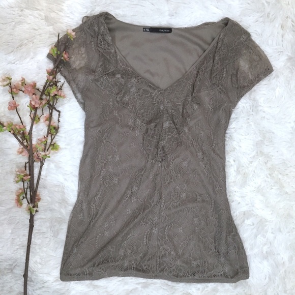 Maurices Lace Ruffle Blouse in Light Brown SZ XL - Picture 2 of 4